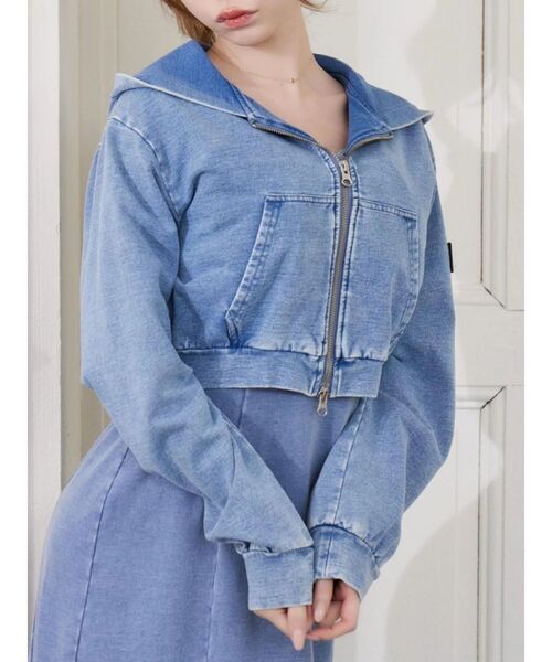 EATME（イートミー）の「スウェットショートパーカー（パーカー・レディース・ブルー/ブラック・FREE）」の2枚目の写真