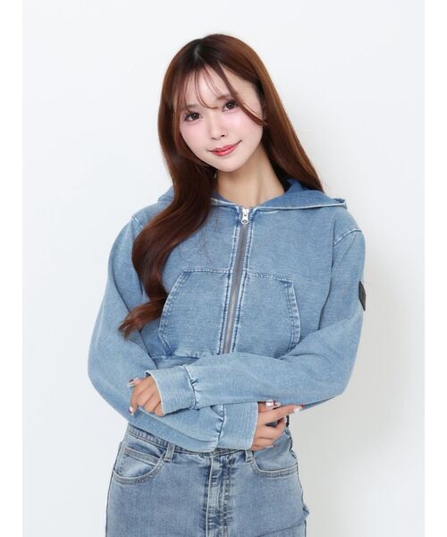 EATME（イートミー）の「スウェットショートパーカー（パーカー・レディース・ブルー/ブラック・FREE）」の5枚目の写真