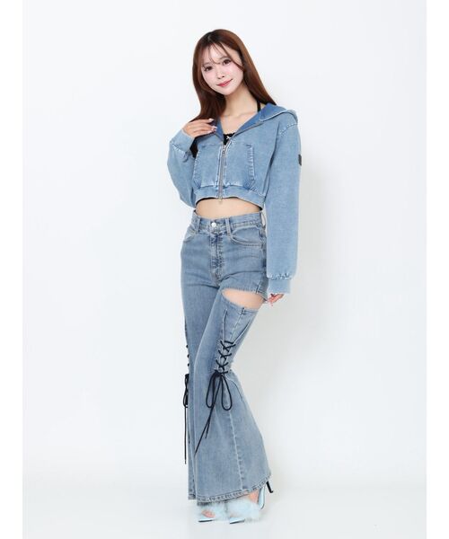 EATME（イートミー）の「スウェットショートパーカー（パーカー・レディース・ブルー/ブラック・FREE）」の7枚目の写真