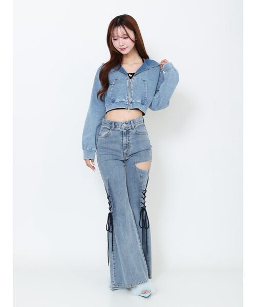 EATME（イートミー）の「スウェットショートパーカー（パーカー・レディース・ブルー/ブラック・FREE）」の8枚目の写真