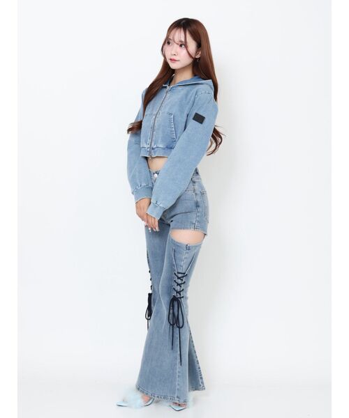 EATME（イートミー）の「スウェットショートパーカー（パーカー・レディース・ブルー/ブラック・FREE）」の9枚目の写真