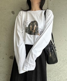 英字DOGプリントロンT／長袖Tシャツ