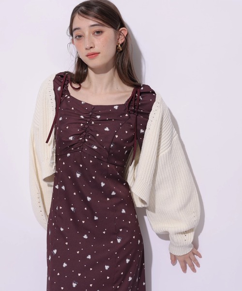 Rirandture（リランドチュール）の「ボレロカーディガン（ニット/セーター・レディース・ライトパープル/グレイッシュベージュ/ライトイエロー/ネイビー/レッド/オフホワイト/グリーン系その他2・2）」の2枚目の写真