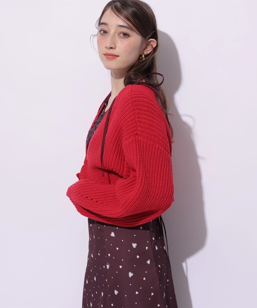 Rirandture（リランドチュール）の「ボレロカーディガン（ニット/セーター・レディース・ライトパープル/グレイッシュベージュ/ライトイエロー/ネイビー/レッド/オフホワイト/グリーン系その他2・2）」の17枚目の写真