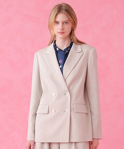 ANAYI(アナイ)の「【セットアップ対応商品】オックスストレッチダブル ジャケット(テーラードジャケット・レディース・ピンク/ベージュ/ダークインディゴブルー/ネイビー・38/36/34)」の1枚目の写真