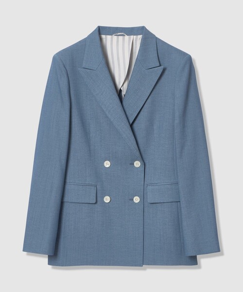 ANAYI(アナイ)の「【セットアップ対応商品】オックスストレッチダブル ジャケット(テーラードジャケット・レディース・ピンク/ベージュ/ダークインディゴブルー/ネイビー・38/36/34)」の3枚目の写真