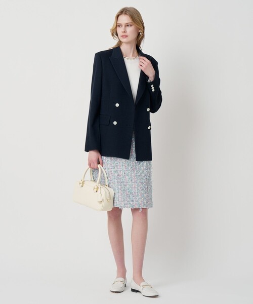 ANAYI(アナイ)の「【セットアップ対応商品】オックスストレッチダブル ジャケット(テーラードジャケット・レディース・ピンク/ベージュ/ダークインディゴブルー/ネイビー・38/36/34)」の7枚目の写真