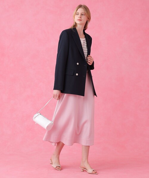 ANAYI(アナイ)の「【セットアップ対応商品】オックスストレッチダブル ジャケット(テーラードジャケット・レディース・ピンク/ベージュ/ダークインディゴブルー/ネイビー・38/36/34)」の8枚目の写真