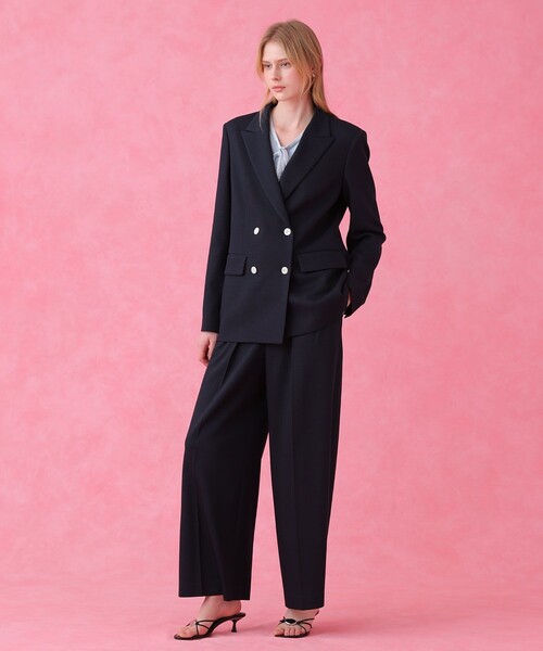 ANAYI(アナイ)の「【セットアップ対応商品】オックスストレッチダブル ジャケット(テーラードジャケット・レディース・ピンク/ベージュ/ダークインディゴブルー/ネイビー・38/36/34)」の11枚目の写真