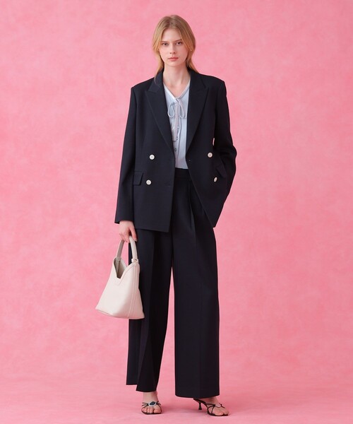 ANAYI(アナイ)の「【セットアップ対応商品】オックスストレッチダブル ジャケット(テーラードジャケット・レディース・ピンク/ベージュ/ダークインディゴブルー/ネイビー・38/36/34)」の12枚目の写真