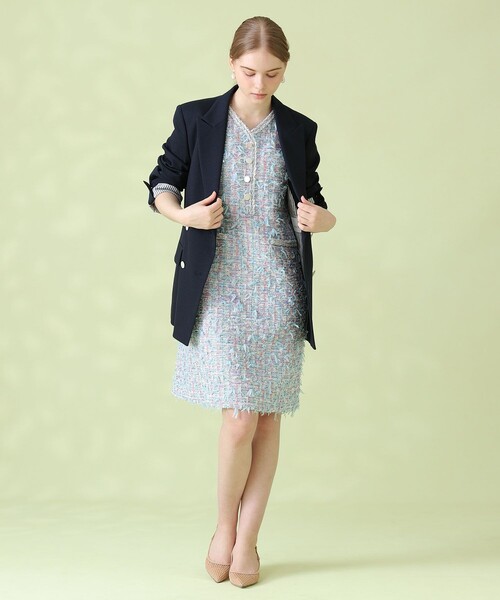 ANAYI(アナイ)の「【セットアップ対応商品】オックスストレッチダブル ジャケット(テーラードジャケット・レディース・ピンク/ベージュ/ダークインディゴブルー/ネイビー・38/36/34)」の15枚目の写真