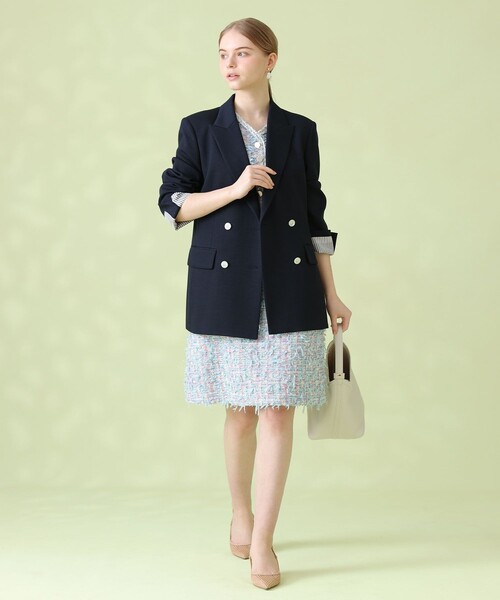 ANAYI(アナイ)の「【セットアップ対応商品】オックスストレッチダブル ジャケット(テーラードジャケット・レディース・ピンク/ベージュ/ダークインディゴブルー/ネイビー・38/36/34)」の16枚目の写真