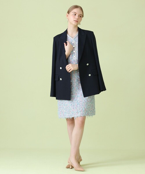 ANAYI(アナイ)の「【セットアップ対応商品】オックスストレッチダブル ジャケット(テーラードジャケット・レディース・ピンク/ベージュ/ダークインディゴブルー/ネイビー・38/36/34)」の17枚目の写真