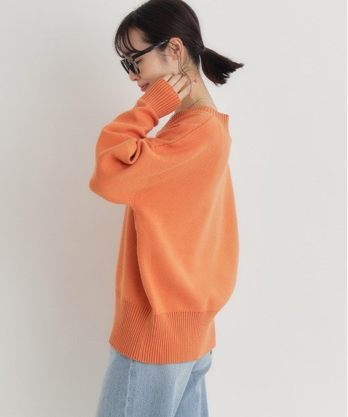 Right-on（ライトオン）の「【HONEYSUCKLE ROSE】コットン混 Vネック セーター (ベーシック / 通気性 / リラックススタイル)（ニット/セーター・レディース・ダークグレー/ベージュ/オレンジ・L/S/M）」の5枚目の写真