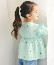 apres les cours | 総柄刺繍ペプラムフリルトップス_ジュニア対応(Tシャツ/カットソー)