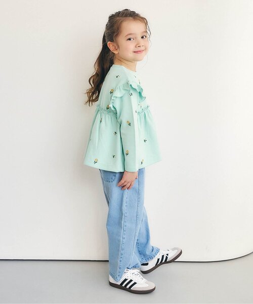 apres les cours（アプレレクール）の「総柄刺繍ペプラムフリルトップス_ジュニア対応（Tシャツ/カットソー・キッズ・クリーム/ミント/ピンク・80/90/100/110/120/130/140）」の11枚目の写真