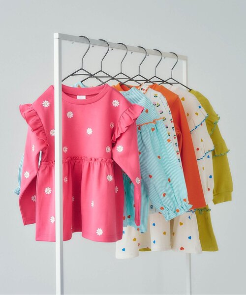 apres les cours（アプレレクール）の「総柄刺繍ペプラムフリルトップス_ジュニア対応（Tシャツ/カットソー・キッズ・クリーム/ミント/ピンク・80/90/100/110/120/130/140）」の13枚目の写真