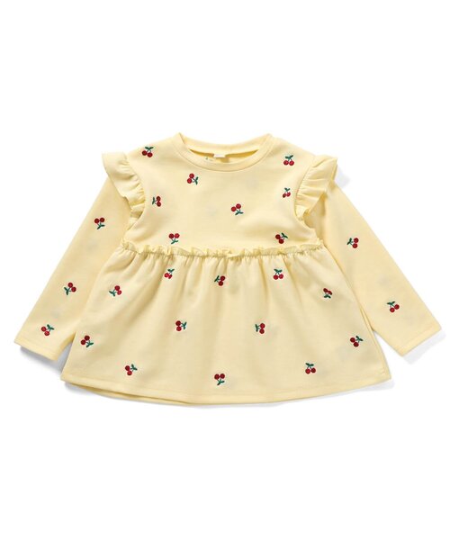 apres les cours（アプレレクール）の「総柄刺繍ペプラムフリルトップス_ジュニア対応（Tシャツ/カットソー・キッズ・クリーム/ミント/ピンク・80/90/100/110/120/130/140）」の4枚目の写真