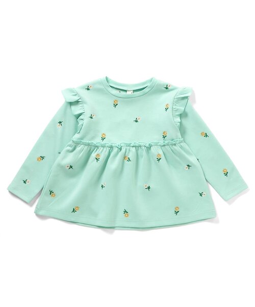 apres les cours（アプレレクール）の「総柄刺繍ペプラムフリルトップス_ジュニア対応（Tシャツ/カットソー・キッズ・クリーム/ミント/ピンク・80/90/100/110/120/130/140）」の7枚目の写真