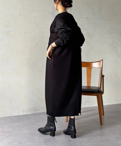 un dix cors（アンディコール）の「ドロストタックワンピース（ワンピース・レディース・ブラック/グレイッシュベージュ/グレー・FREE）」の8枚目の写真