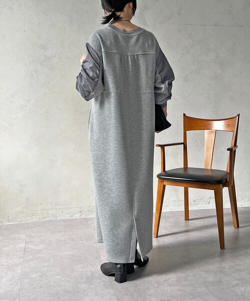 un dix cors（アンディコール）の「ドロストタックワンピース（ワンピース・レディース・ブラック/グレイッシュベージュ/グレー・FREE）」の14枚目の写真