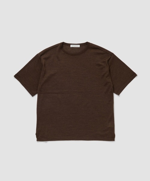 ESTNATION(エストネーション)の「ESTNATION / ウルトラファインウール ニットTシャツ(Tシャツ/カットソー・メンズ・ベージュ/チャコールグレー/ブラウン・LARGE/MEDIUM)」の1枚目の写真