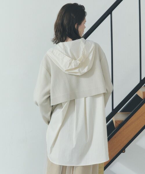 Editt by YECCA VECCA（エディットバイイェッカヴェッカ）の「ZIPニットレイヤードフーディーシャツ（シャツ/ブラウス・レディース・ネイビー/ブラック/ライトベージュ・FREE）」の17枚目の写真