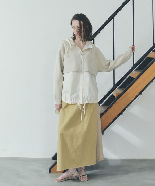 Editt by YECCA VECCA（エディットバイイェッカヴェッカ）の「ZIPニットレイヤードフーディーシャツ（シャツ/ブラウス・レディース・ネイビー/ブラック/ライトベージュ・FREE）」の19枚目の写真