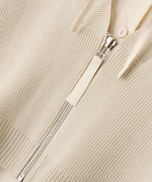 Editt by YECCA VECCA（エディットバイイェッカヴェッカ）の「ZIPニットレイヤードフーディーシャツ（シャツ/ブラウス・レディース・ネイビー/ブラック/ライトベージュ・FREE）」の4枚目の写真