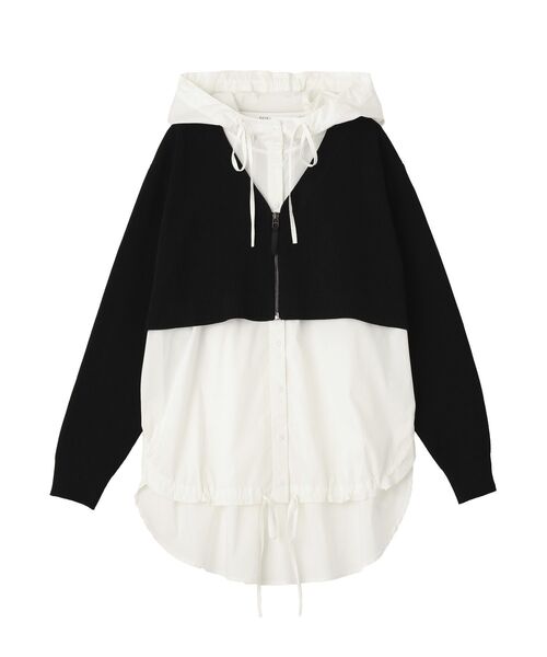 Editt by YECCA VECCA（エディットバイイェッカヴェッカ）の「ZIPニットレイヤードフーディーシャツ（シャツ/ブラウス・レディース・ネイビー/ブラック/ライトベージュ・FREE）」の9枚目の写真