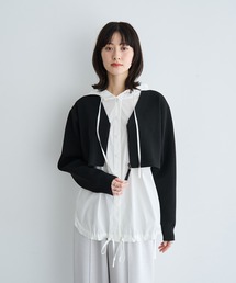 ZIPニットレイヤードフーディーシャツ