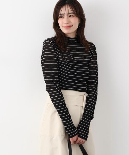 PINKY&DIANNE（ピンキーアンドダイアン）の「◆シアーボーダーボトルネックニット（ニット/セーター・レディース・ホワイト系その他2/ブラック系その他・38）」の2枚目の写真