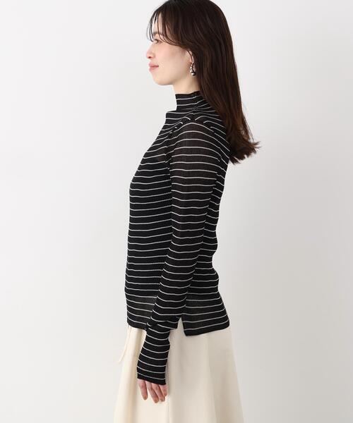 PINKY&DIANNE（ピンキーアンドダイアン）の「◆シアーボーダーボトルネックニット（ニット/セーター・レディース・ホワイト系その他2/ブラック系その他・38）」の4枚目の写真