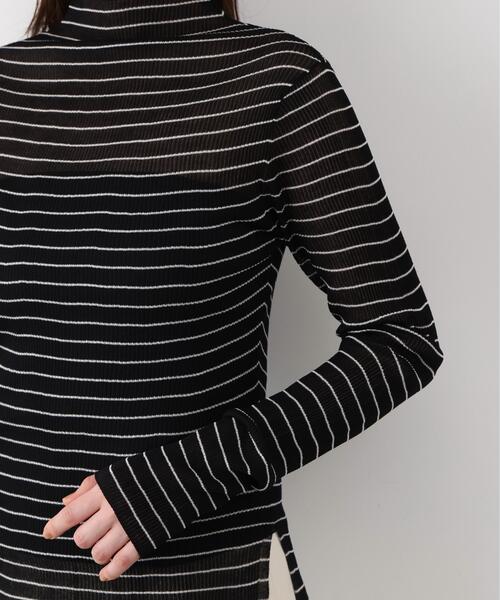 PINKY&DIANNE（ピンキーアンドダイアン）の「◆シアーボーダーボトルネックニット（ニット/セーター・レディース・ホワイト系その他2/ブラック系その他・38）」の7枚目の写真