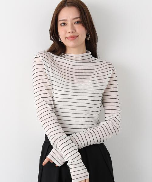 PINKY&DIANNE（ピンキーアンドダイアン）の「◆シアーボーダーボトルネックニット（ニット/セーター・レディース・ホワイト系その他2/ブラック系その他・38）」の11枚目の写真