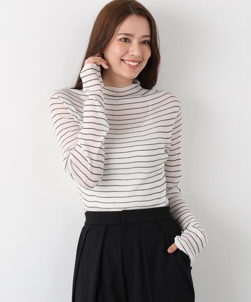PINKY&DIANNE（ピンキーアンドダイアン）の「◆シアーボーダーボトルネックニット（ニット/セーター・レディース・ホワイト系その他2/ブラック系その他・38）」の12枚目の写真