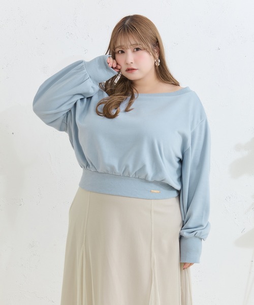 Louiosy(ルオシー)の「【Louiosy】【大きいサイズ】チャーム付き袖ボリュームスウェット(スウェット・レディース・ライトブルー/アイボリー・4L/3L/X-LARGE)」の8枚目の写真