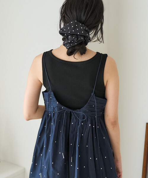 FREAK'S STORE（フリークスストア）の「インド ラメドット刺繍 バックオープンキャミソール＜セットアップ対応＞（キャミソール・レディース・オフホワイト/ブラック/ブラウン/ネイビー・ﾌﾘ-）」の20枚目の写真