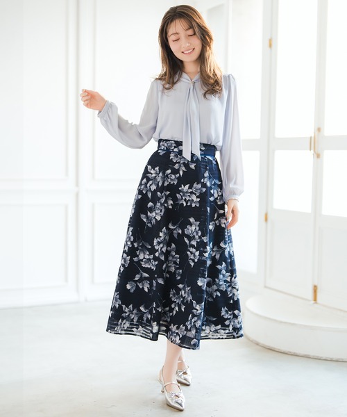 セール】2026春夏新作 花柄メッシュボーダースカート（スカート