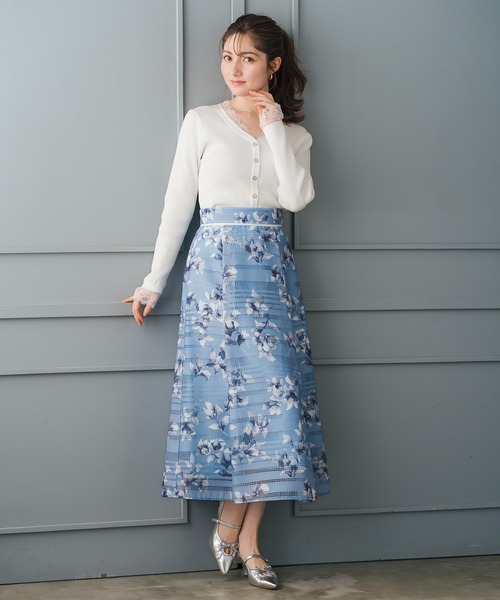 MISCH MASCH（ミッシュマッシュ）の「2026春夏新作 花柄メッシュボーダースカート（スカート・レディース・ネイビー/ホワイト/ブルー・S/M）」の19枚目の写真