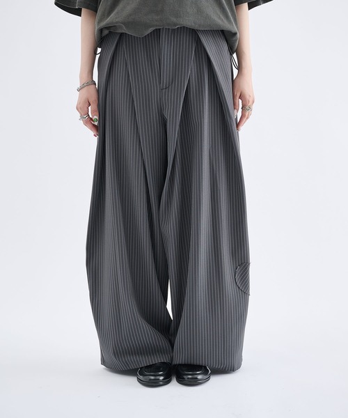 Remember.（リメンバー）の「ストライプワイドバルーンシルエットスラックス / Stripe Wide Balloon Silhouette Slacks（スラックス・メンズ・ブラック/グレー・MEDIUM/LARGE）」の19枚目の写真