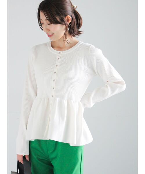 Te chichi(テチチ)の「前後2WAYペプラムカーディガン(カーディガン/ボレロ・レディース・オフホワイト/グレー/ブラック・F)」の1枚目の写真