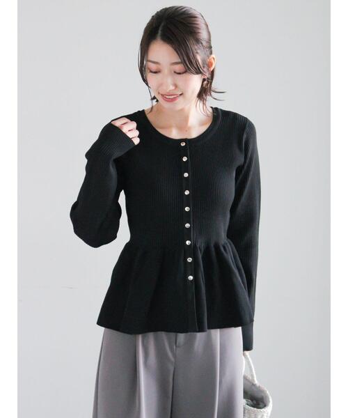 Te chichi(テチチ)の「前後2WAYペプラムカーディガン(カーディガン/ボレロ・レディース・オフホワイト/グレー/ブラック・F)」の2枚目の写真