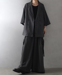 Art re A select（アトリエセレクト）の「ドレープTR ハーフスリーブ オーバーテーラードジャケット/ワイドカーゴスラックス セットアップ（セットアップ）」