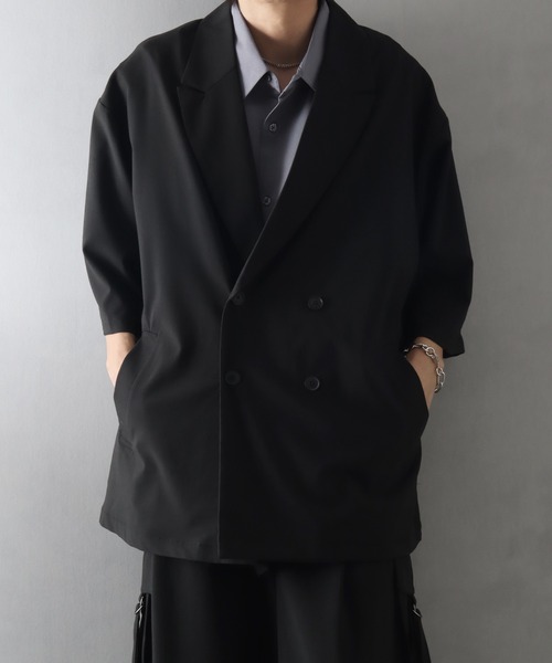 Art re A select(アトリエセレクト)の「ドレープTR ハーフスリーブ オーバーテーラードジャケット/ワイドカーゴスラックス セットアップ(セットアップ・メンズ・グレー/ブラック・M/L/LL)」の3枚目の写真