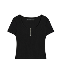 HALF ZIP-UP TOP - BLACK