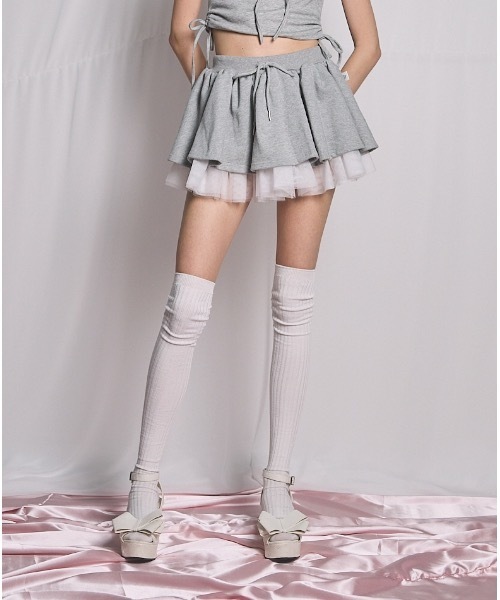lilLilly（リルリリー）の「チュールレイヤードスウェットミニスカート