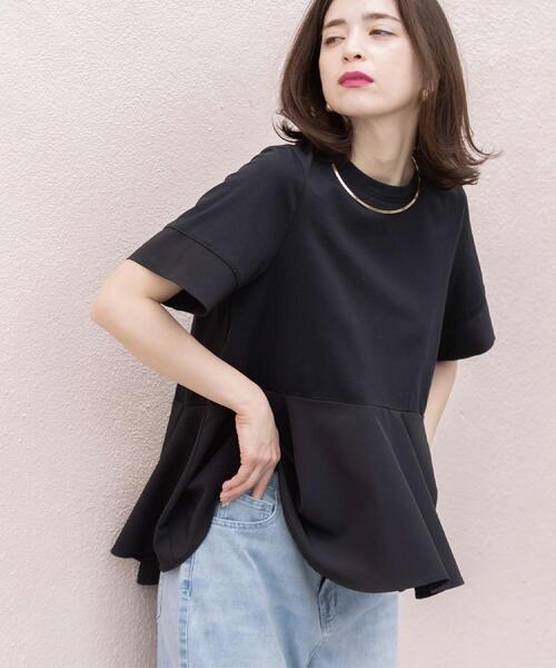 OPAQUE.CLIP（オペークドットクリップ）の「ペプラム切替ドッキングトップス（Tシャツ/カットソー・レディース・ブラック/チャコール/ホワイト系5・40/38）」の3枚目の写真