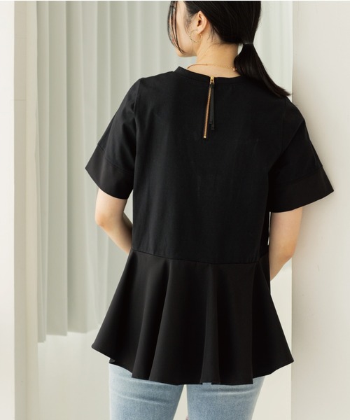 OPAQUE.CLIP（オペークドットクリップ）の「ペプラム切替ドッキングトップス（Tシャツ/カットソー・レディース・ブラック/チャコール/ホワイト系5・40/38）」の19枚目の写真
