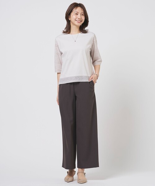 J.PRESS（ジェイプレス）の「RELAXION トロ ワイド イージー パンツ（その他パンツ・レディース・ブラック系/ダークブラウン系・T17/T15/T13）」の7枚目の写真